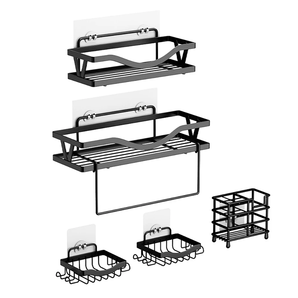 ModernMinimalismFivePieceSetBathroomWallStorageRackNoPunching