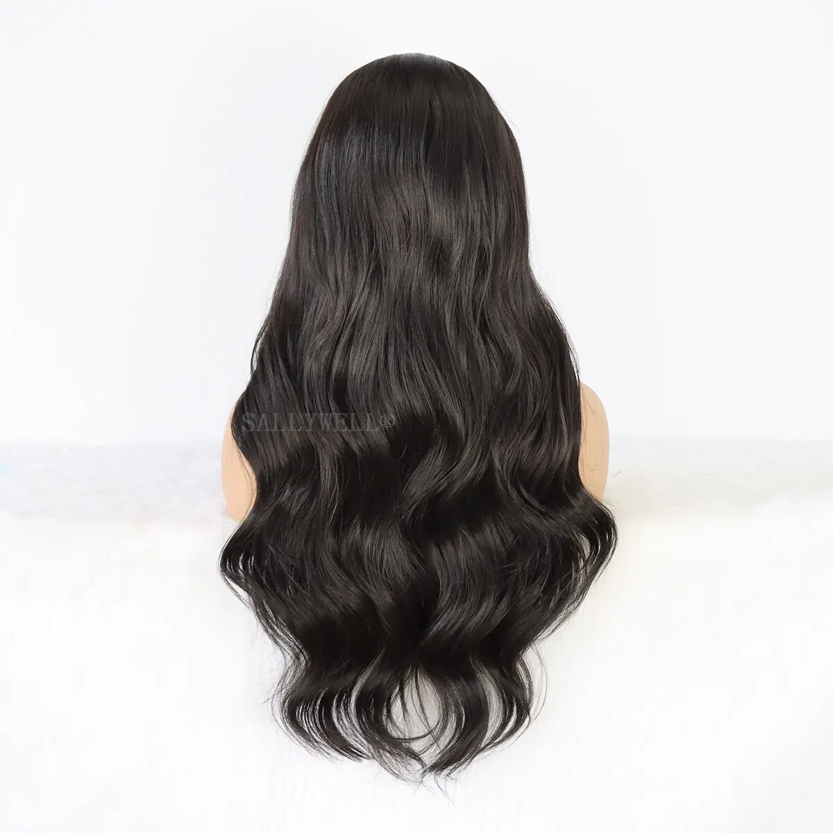 Black Body Wave Headband Wig Long Wavy Synthetic Wigs Synthetic Bouncy Wavy Wigs for Women Daily Party Wear