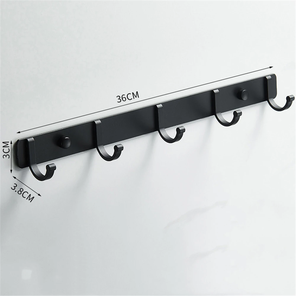 Black Wall Hook Robe Hook Home Kitchen Aluminum Alloy Clothes Hook  Hat Keys Holder Door Back Hook Hanger Bathroom Accessories 