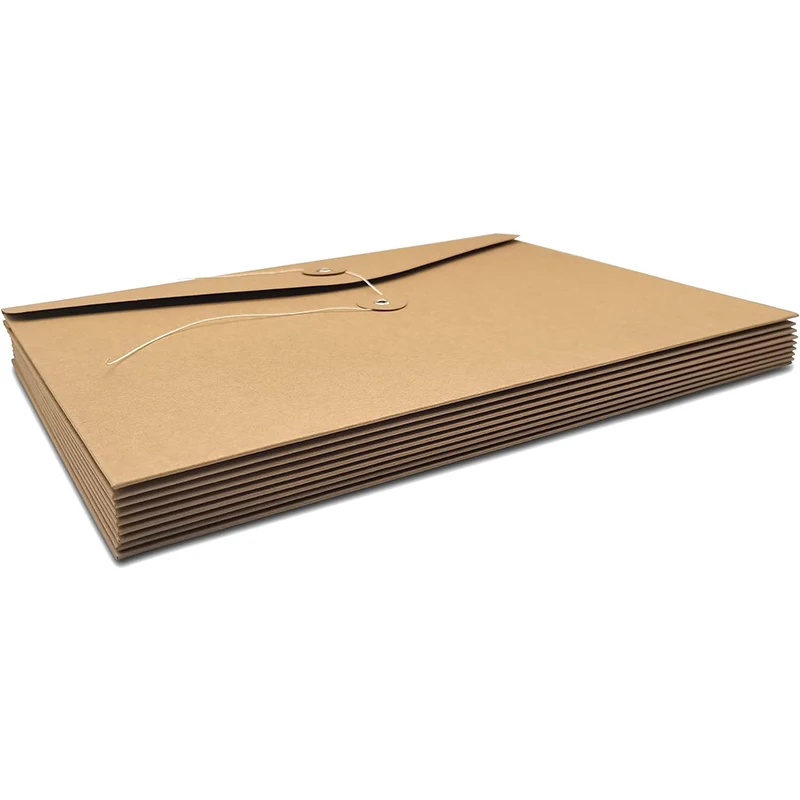 Kraft File Folder Project Pockets Document Organizer Storing Holder String Tie Closure Envelope Bag kraft file folder 5/10/20 PCS A4(31&times;23cm)