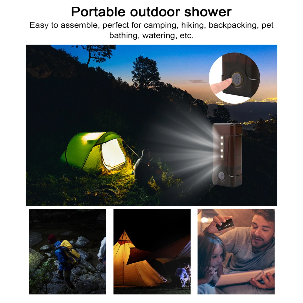 3.5-4.5L/min Outdoor Camping Shower Portable Electric Shower Pump IPX7 LED Light Camping Backpacking Beach Pet Watering electric shower pump