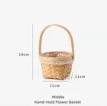  Mini Flower Basket Hand - Held Flower Basket Pastoral Ornaments Woven Basket Eternal Flower Ornaments 