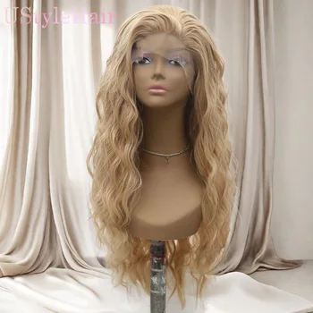 UStyleHair Blonde Wig Long Loose Curly Wigs for Women Synthetic Lace Front Wig Natural Hairline Daily Cosplay Glonden Lace Wig