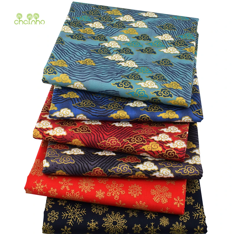

Chainho,6pcs/Lot,Bronzing Series,Printed Twill Cotton Fabric,Patchwork Cloth For DIY Quilting Sewing Baby & Children's Material