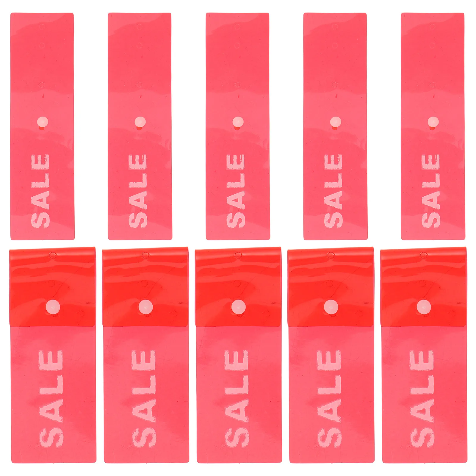 10Pcs 옷걸이 마커 판매 태그 PVC 플라스틱 재사용 가능한 매장 조직 소매 상품 태그 스냅 디자인 레드