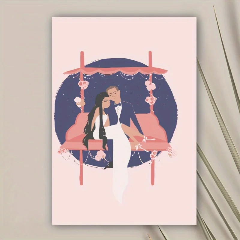 1pc, happy wedding card, romantic wedding card, bride bridegroom sweet couple for husband wife.