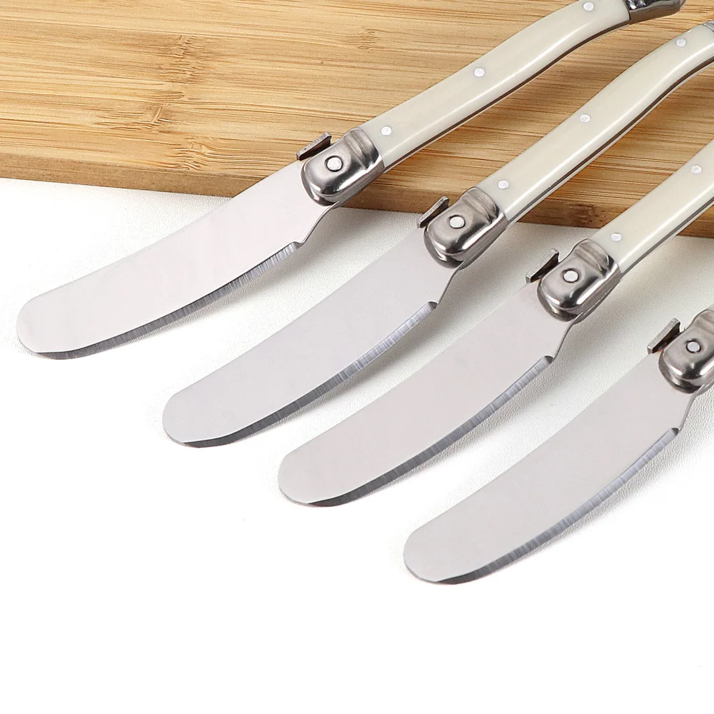 Butter Knives Butter Spatula 4/6/8Pcs Stainless Steel Jam Spreader Cake Slicer White Plastic Handle Cheese Spreader Knife