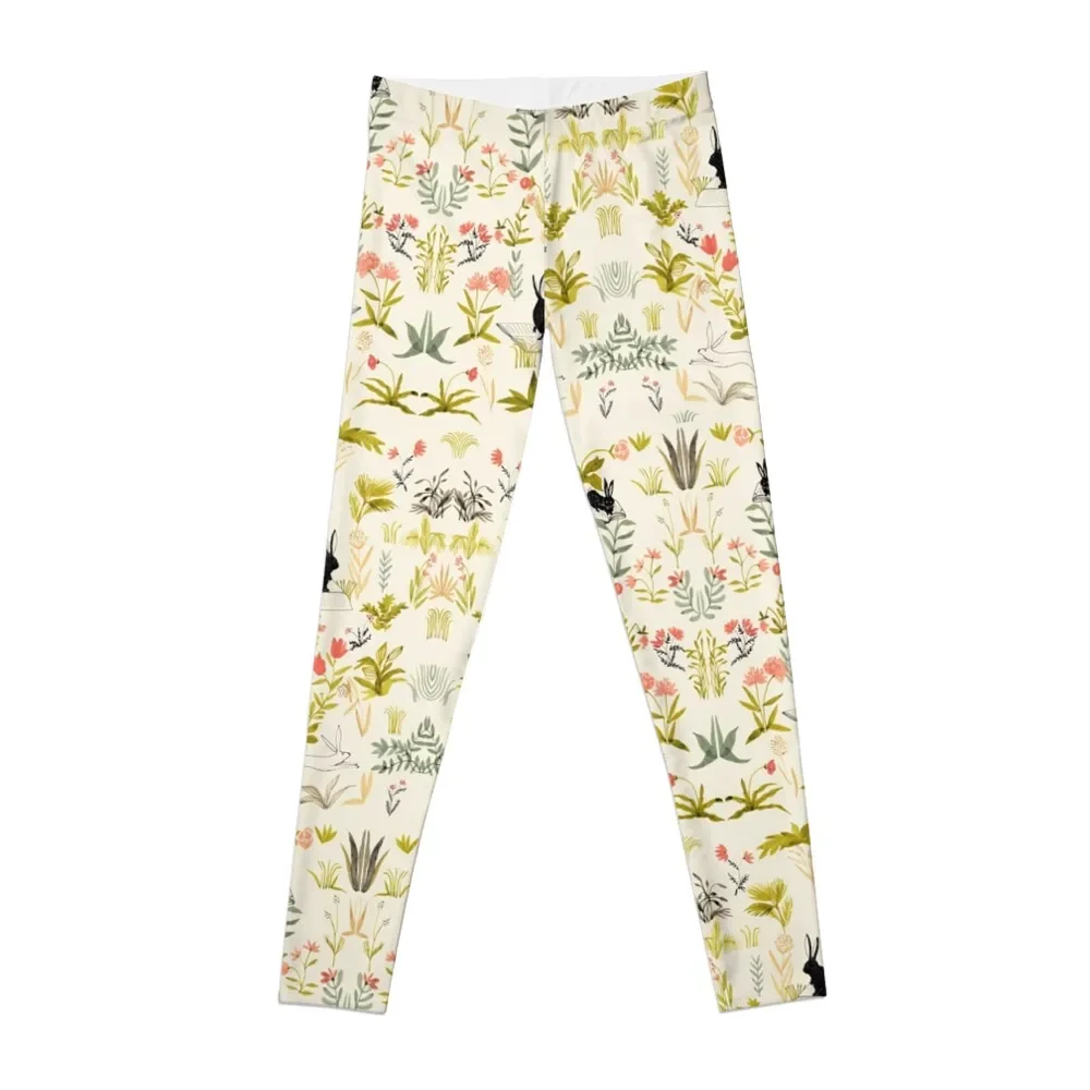 

flowers patternwith little black rabbits Leggings Leginsy push up Jogger pants Legging sexy woman Womens Leggings