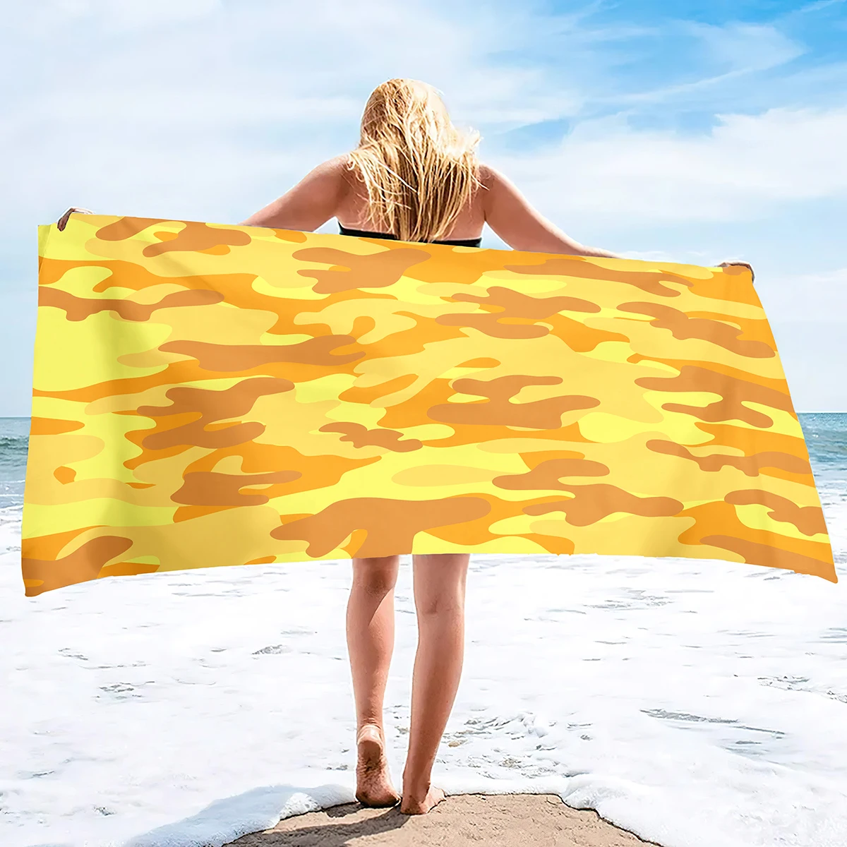Serviette de plage camouflage anti sable grande taille douce_voghion.com