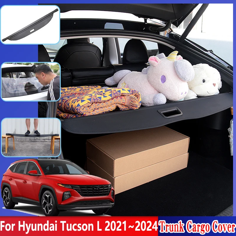 Couverture de coffre de voiture pour Hyundai, 4,3 fils, L Ntage,  accessoires, 2021 ~ 2024 2023, rideau de coffre arrière, cloison, ombrage  de confidentialité, abris de voiture - AliExpress