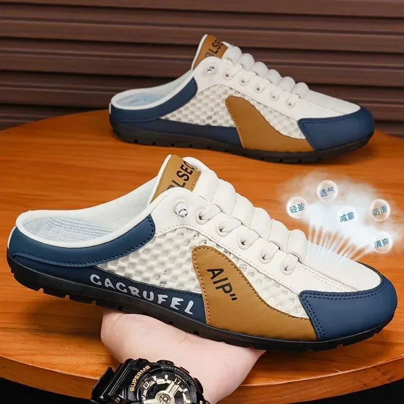 Men's Fashion Soft-soled Half Slippers Summer Trendy Bottom Casual Shoes Soft Sole Support Shoes Sneakers Half Drag Sandals 4