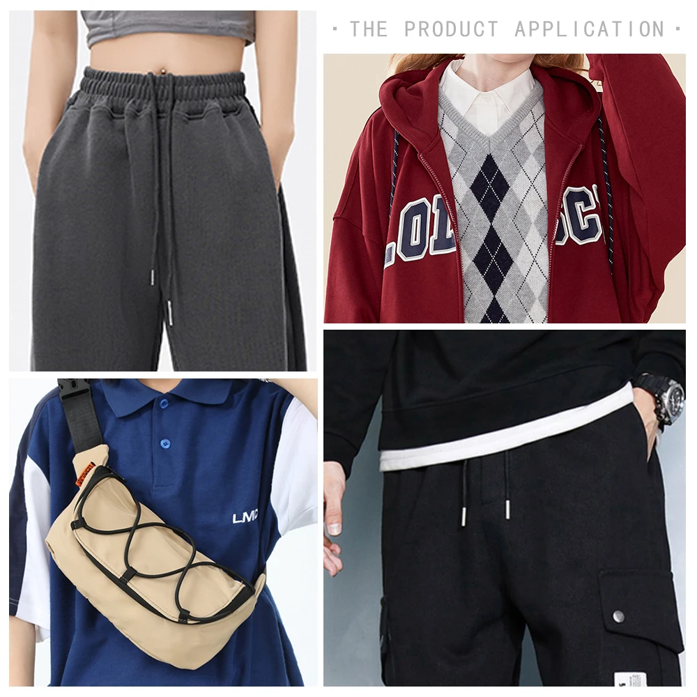 Sweatpants Drawstring Strap Metal Head Sports Pants Cotton Rope Belt Hoodies Accessories DIY Sewing Band Supplies 2pcs