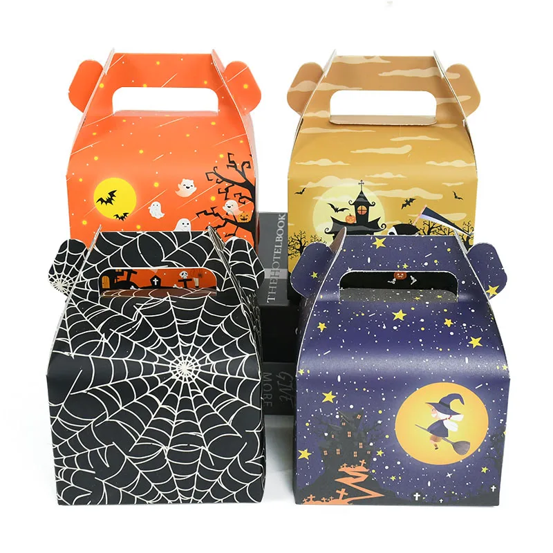 

12PCs Halloween Cake Boxes Treat Boxes Trick or Treat Candy Cookies Goodie Gift Boxes for Halloween Party Favor Box Supplies