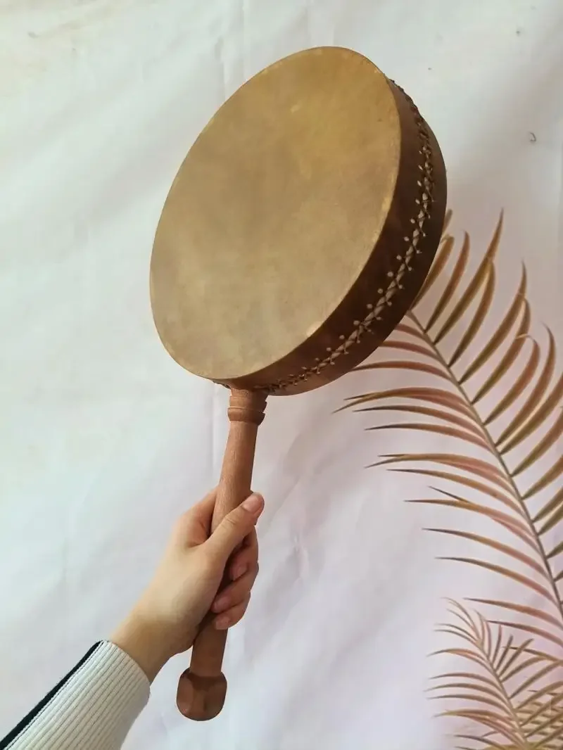 Reba Drum Tibetan Characteristic Style Cow Leather Handle Drum Stage Performance Dance Props Professional Percussion Instruments