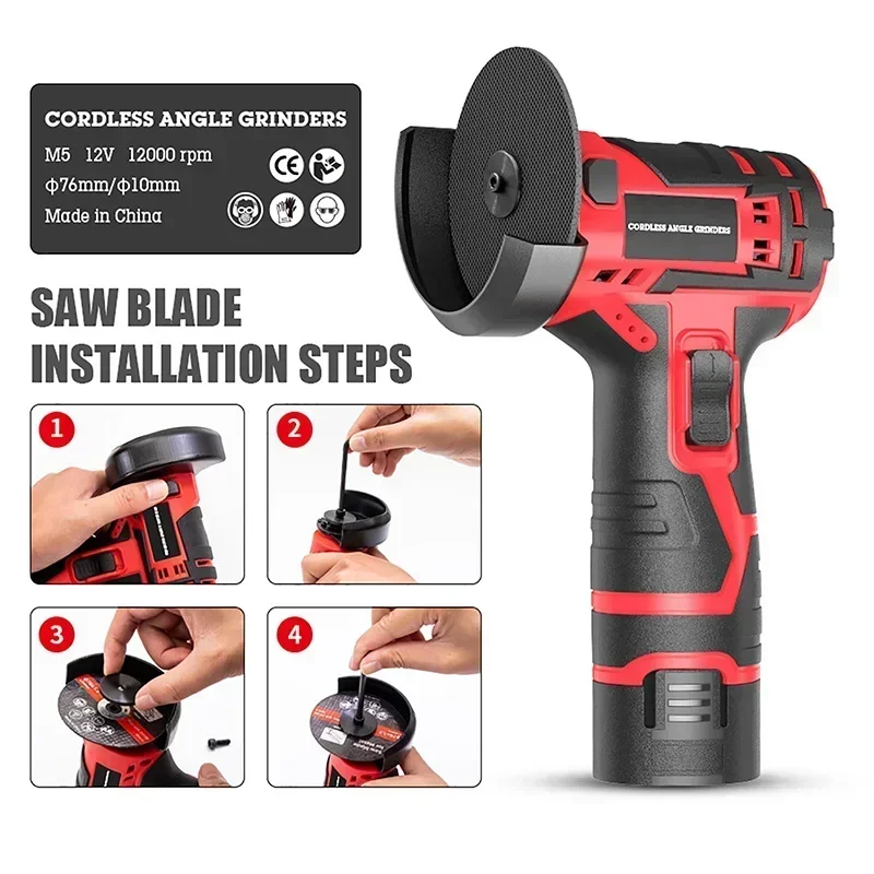 High Quality 300W Electric Polishing Machine Suitable For Makita Battery 12000r/min Speed Home Cordless Angle Grinder Power Tool