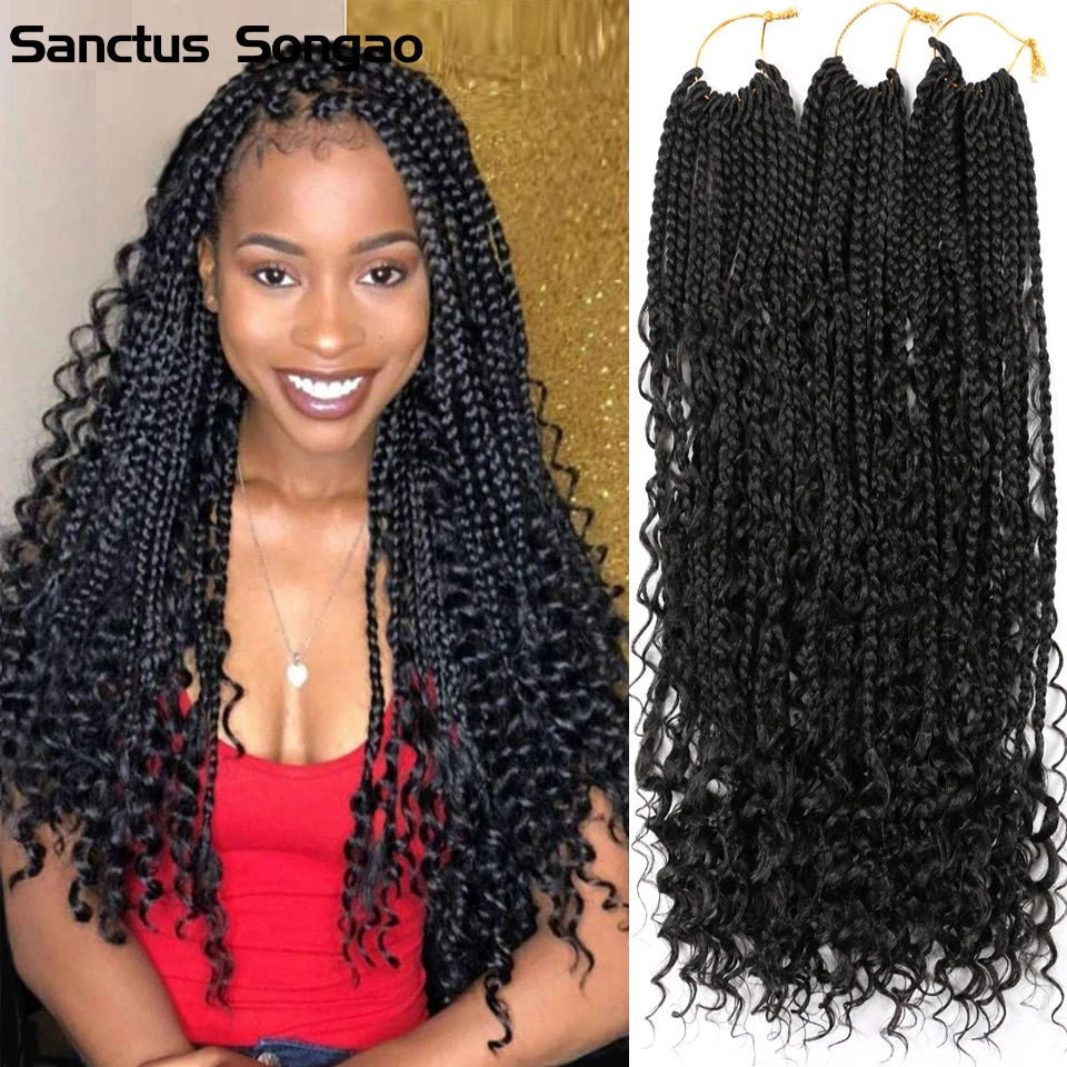 

Box Braids Crochet Hair Curly Ends 14 20 Inch Synthetic Braiding Hair Faux Locs Crochet Hair Ombre Box Braiding Hair For Women