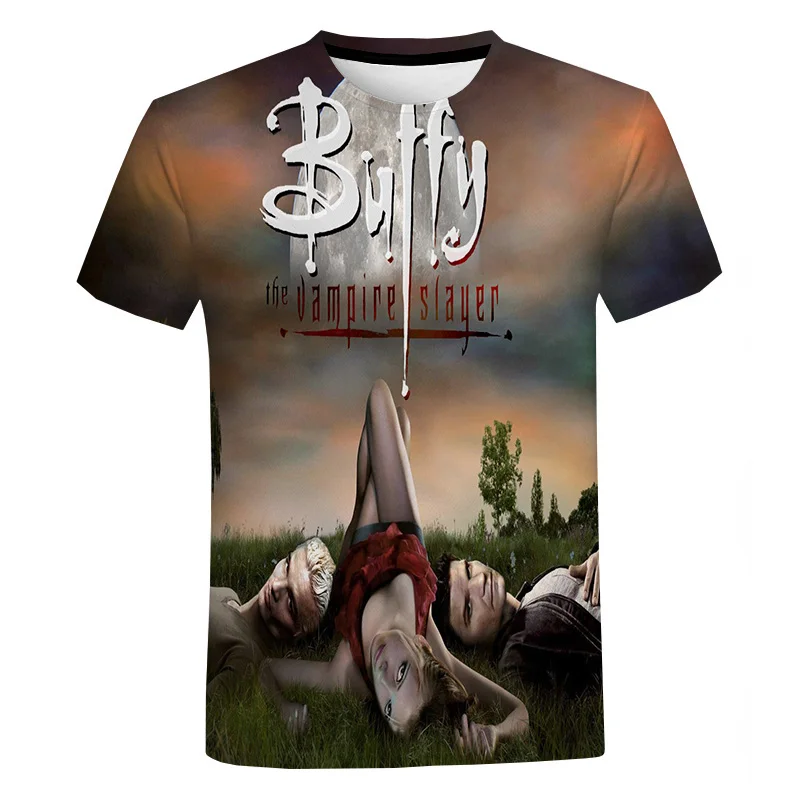 

Comfortable Casual Top Fashion Men's Women's 3D Printed Trendy Short Sleeve Buffy The Vampire 2023 Summer