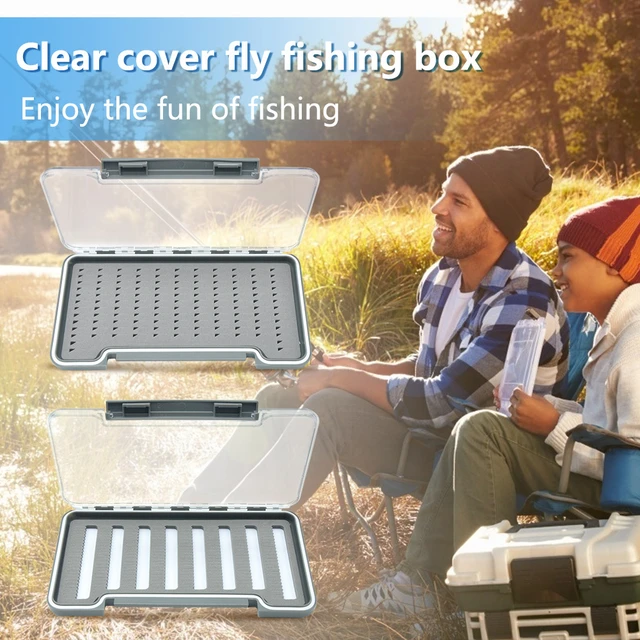 Transparent Lid Fly Fishing Box Sponge Foam Fly Hook Box Fishing Tackle  Waterproof Portable Easy-Grip Outdoor Accessories