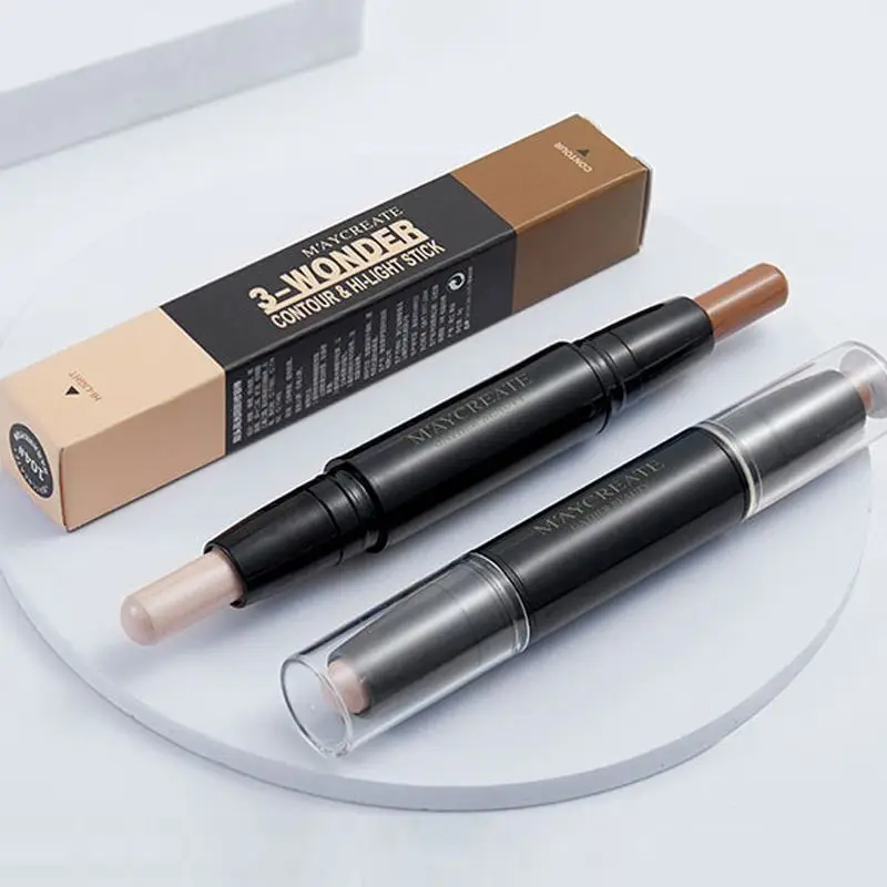 2 in 1 Professional facial contour stick Waterproof Long Lasting Facial Contouring Concealer Stick Bronzer Women's Makeup Tools