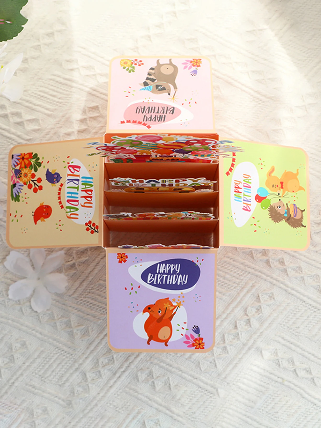 3D Pop-Up Geburtstagskarte, Tier-Thema, Handgemachte Papierskulptur Geschenkbox, Grußkarte zum Ausdruck von Dankbarkeit und Segen – Detail 8