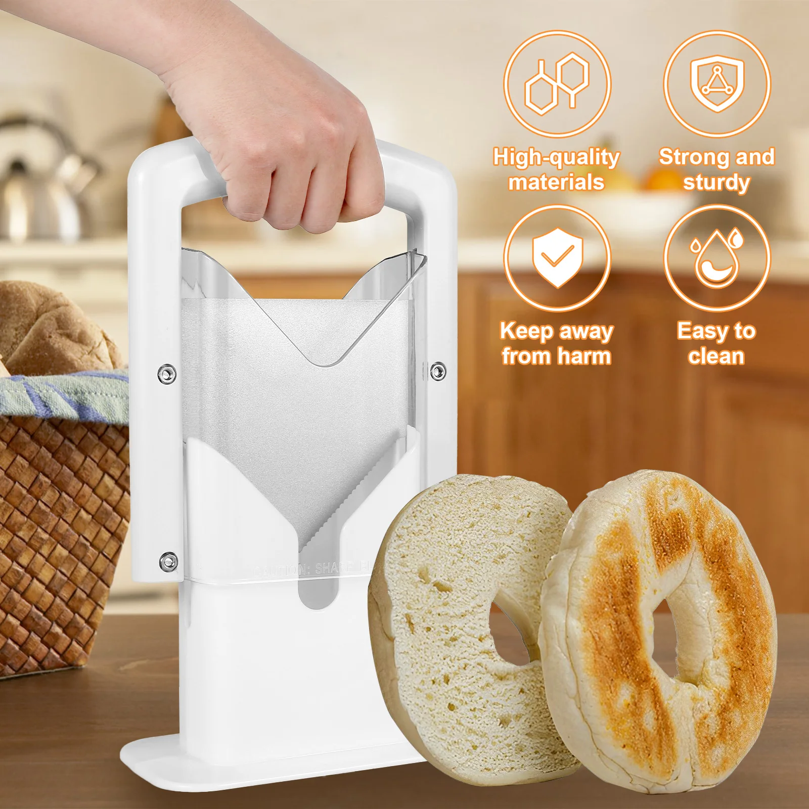 Bagel Cutter Slicer with Safety Handle Household Bagel Slicer Stainless Steel Precision Cutter Reusable Bread