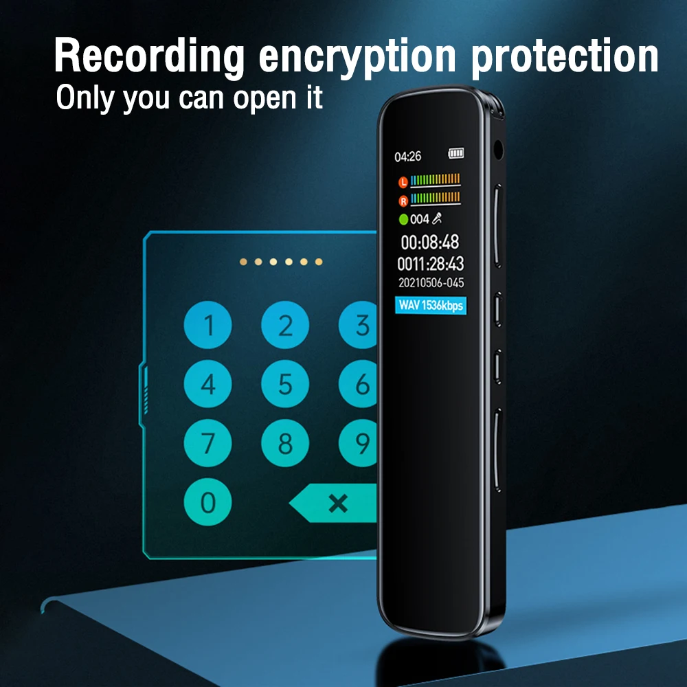 Voice Activated Portable Recorder MP3 Player Telephone Audio Recording Dual Arc Microphone Digital Voice Recorder Dictaphone