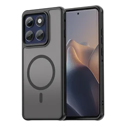 Frosted Shield Shockproof Phone Case with Magsafe-Compatible Magnetic Wireless Charging for Moto Edge 60 (Black)
