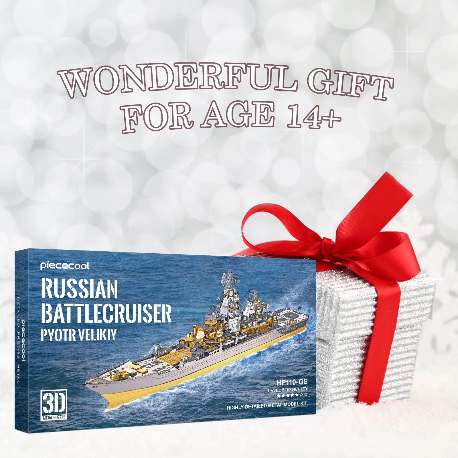 Piececool 3D Metal Puzzle -Russian Battlecruiser Pyotr DIY  Jigsaw Toy Model Building Kits Christmas Gifts for Adults 5