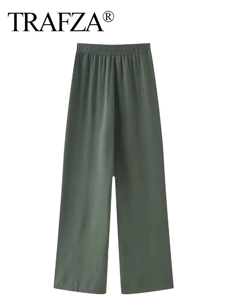 HH Women Fashion Drape Sarong Pants Vintage Solid Side Lace Up Loose Casual Elastic Waist Trousers Woman Asymmetrical Pant