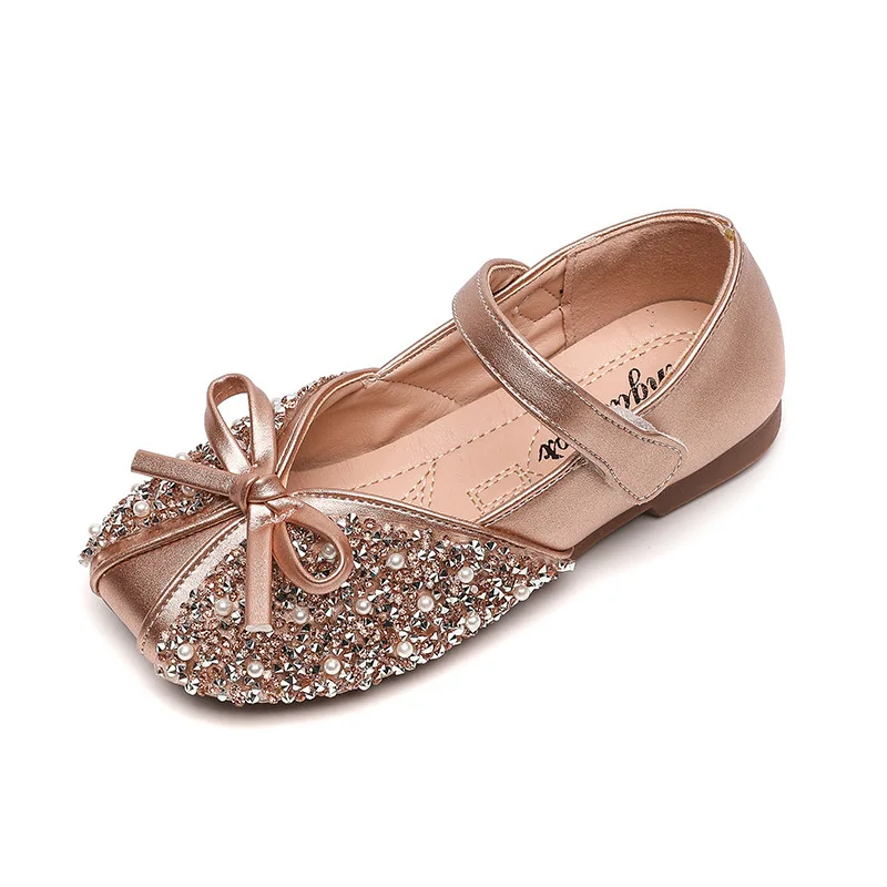 Spring Baby Girl Leather Shoes Fashion Sequins Bowtie Girls Single Shoes Rhinestone Children Girls Princess Dancing Shoes SM144 children's sandals Children's Shoes