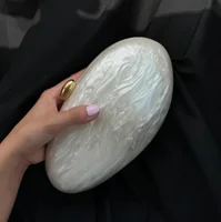 Egg Shell Clutch Bag Acrylic purse women wedding evening party cute ivory pearl color purse handbag summer new 2024 - Image 3