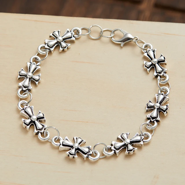 1pc Gothic Style Cross Men's Floral Pattern Bracelet Suitable for Daily and Party Wear, Birthday and Holiday Gift Jewelry 4