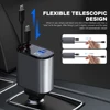 120W 4 IN 1 Retractable Car Charger USB C Cable For IPhone Huawei Samsung Fast Charge Cord Cigarette Lighter Adapter PD QC3.0 4