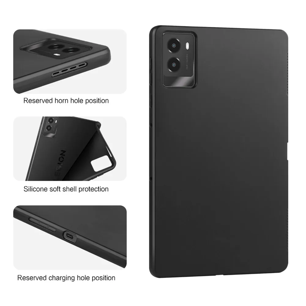 Enhanced Shockproof Black Silicone Tablet Case - 8.8 Inch TPU Protective Back Cover