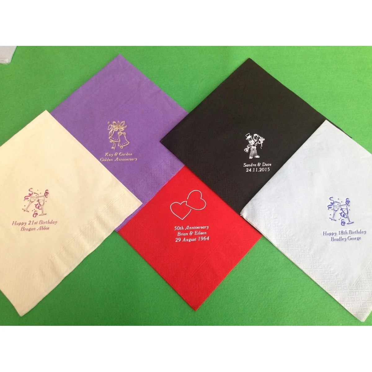 

50 Personalised Napkins / Serviettes Quality 3ply Wedding, Birthday, Anniversary, All Occasions