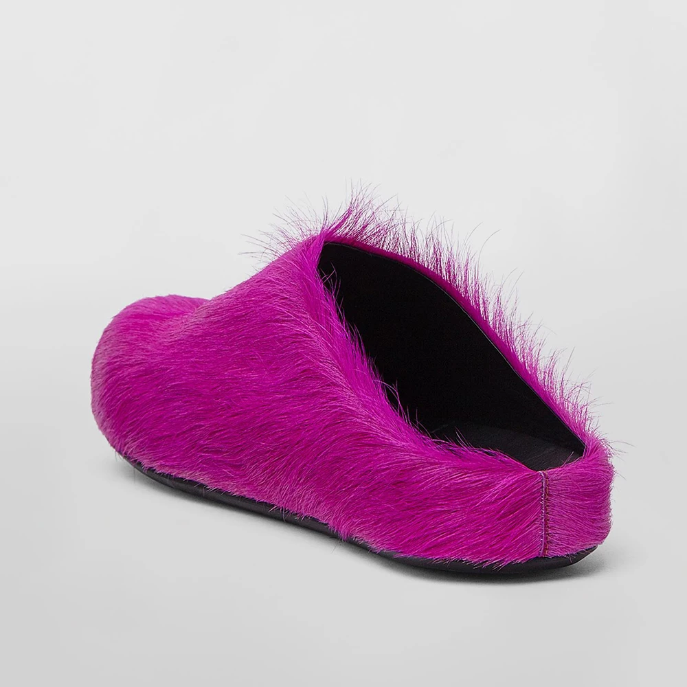 

Italian Luxury Brand New Fashion Horse Hair Slippers 2023 Summer Luxury Fur Sandals Runway Fashion Horse Hair Shoes