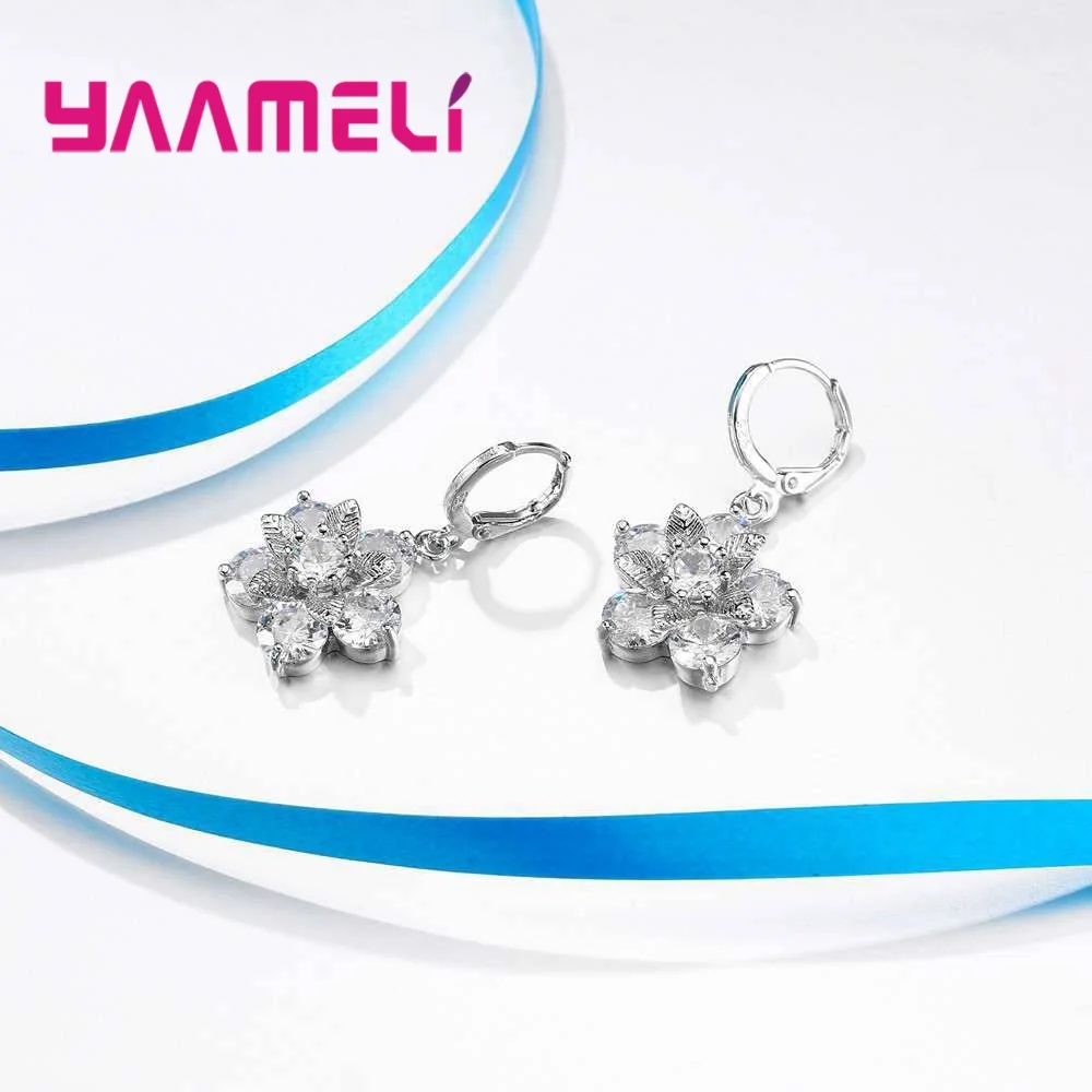 Silver 925  Statement Necklace Earring Jewelry Set For Anniversary Accessory Women Cubic Zircon Bridal Wedding - 6