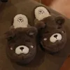 Cartoon Bear Slipper for Women  Winter Indoor Warm Faux Fur Shoes Flip Flops Cute Animals Plush Platform Ladies Home Slippers 5