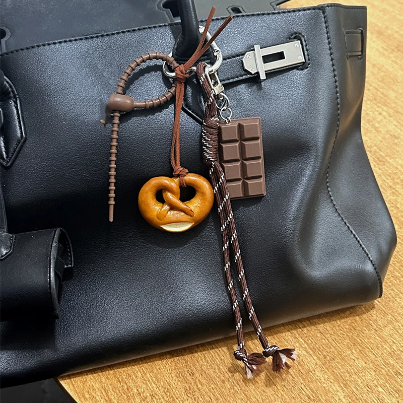Lovely Exquisite Braided Rope Alkali Bread Braided Rope Bag Hang Chocolate Spring Buckle Pendant Senior Sense Pendant