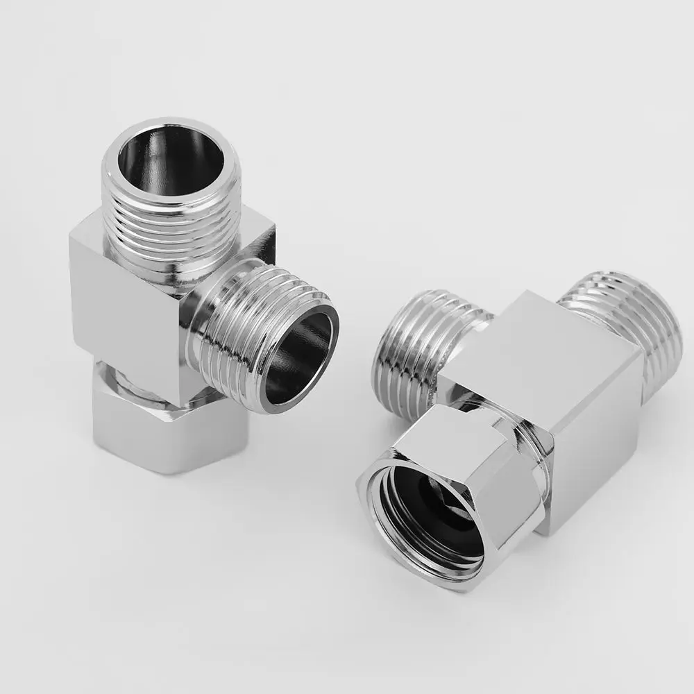 1/2" 3 Way Brass Chrome Diverter Tee Connector T Shape Kitchen Sink Splitter Faucet Adapter Diverter Bathroom Kitchen Supplies diverter valve,t adapter valve