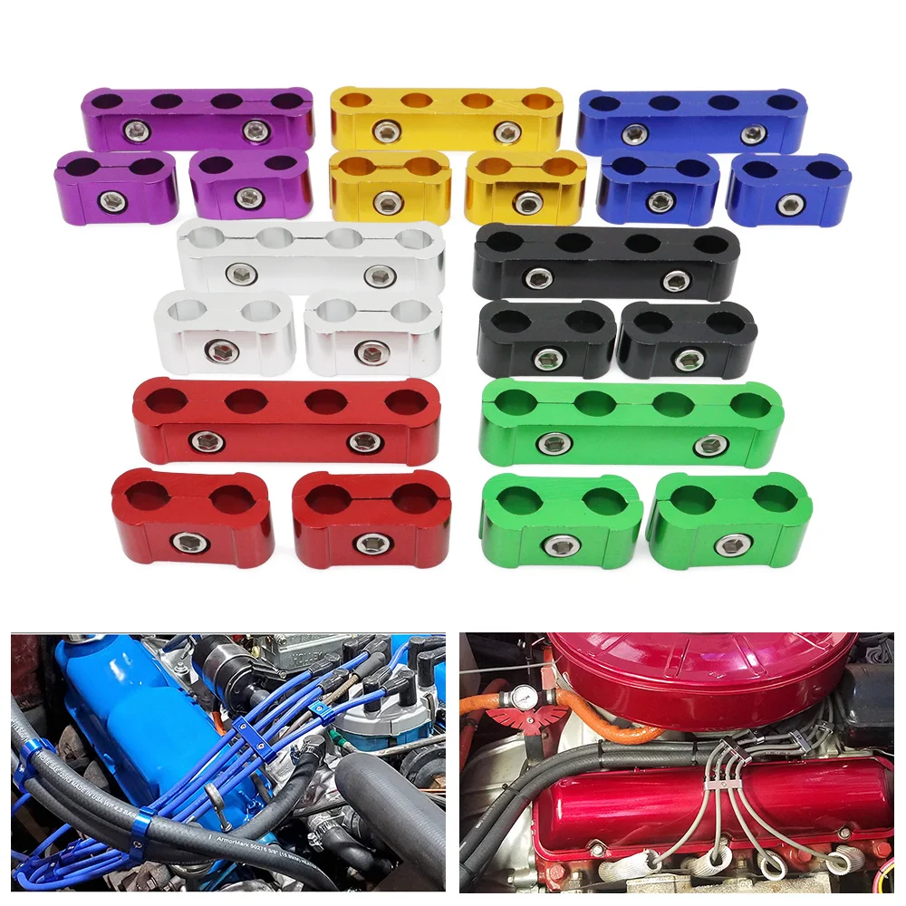 3pcs Car Spark Plug Electrical Wire Clamp Kit For 8mm 9mm 10mm Purple Black Red Golden Silver Blue Green