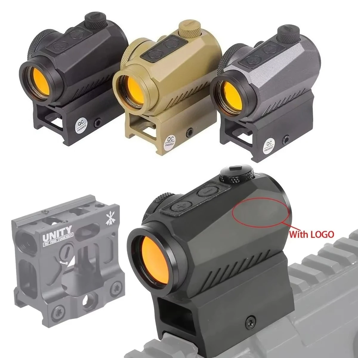 Tactical Unity 1x20mm 2 MOA Red Dot Sight Fast Mount Reflex Scope Holographic Riflescope Hunting 20mm Riser Mounts
