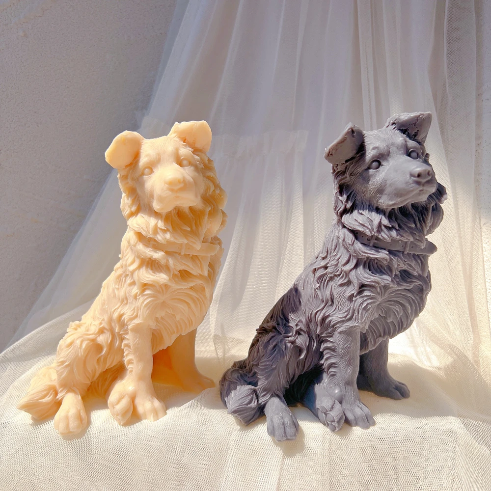 Border Collie Candle Silicone Mold Animal Soy Wax Collie Dog Candle Molds Puppy Lover Home Decor Gift