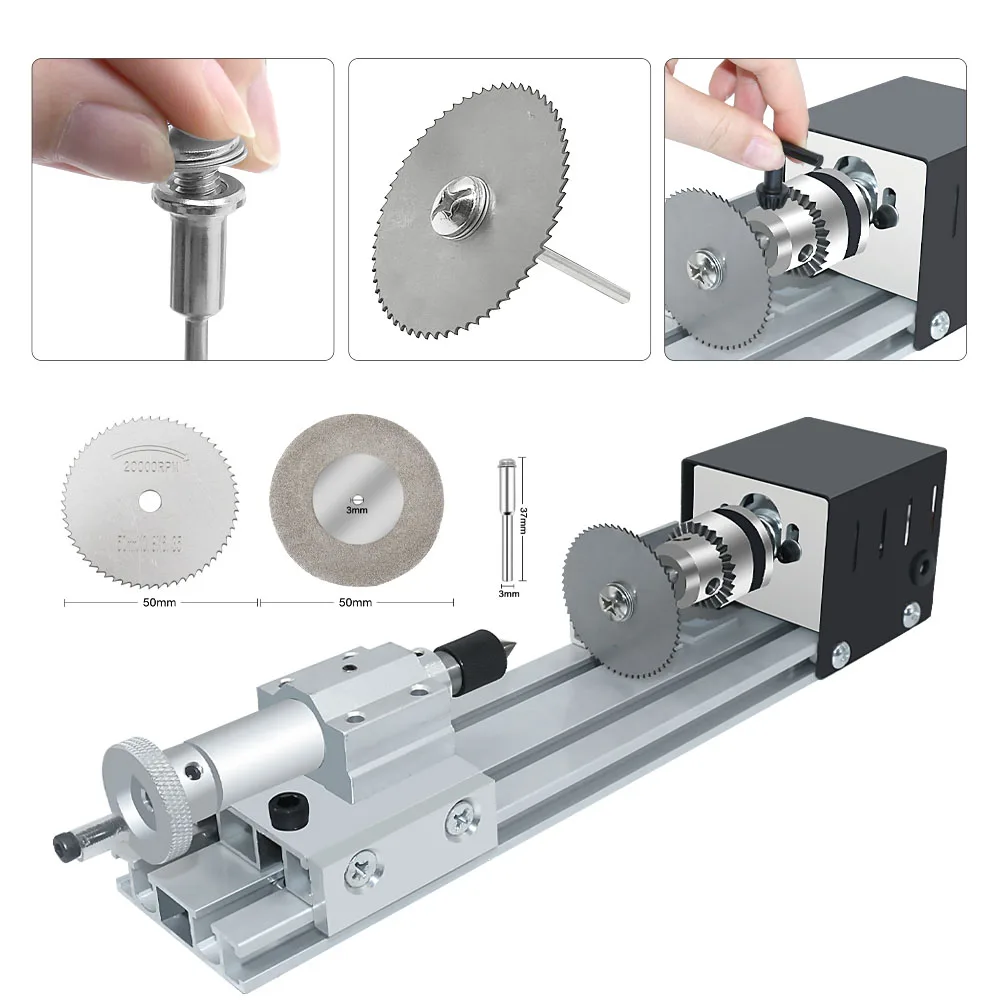 Mini Lathe Machine Tool 12-24V DIY Woodworking Wood Lathe Milling Machine Grinding Polishing Beads Drill Rotary Tool Set