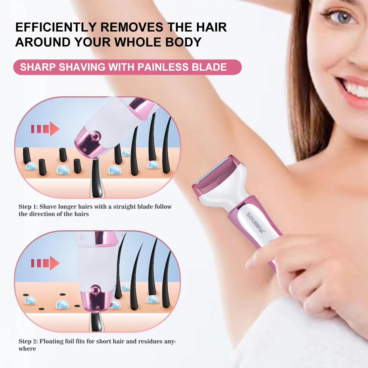 Hatteker 4 In 1 Women’s Hair Remover For Legs Bikini Face Body Kit Wet And Dry USB Rechargeable_voghion.com