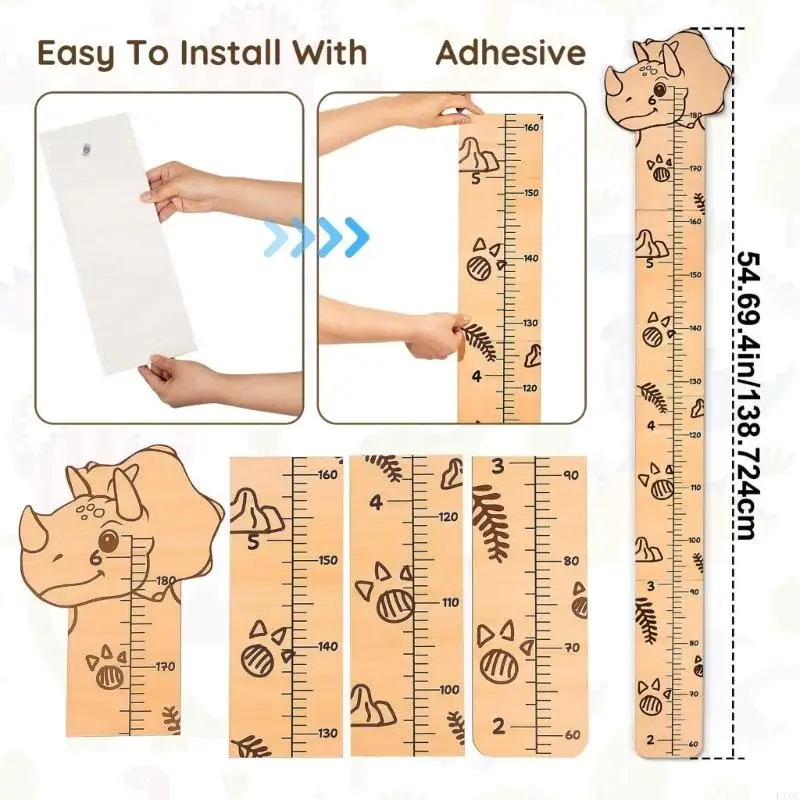 Cartoon Giraffe Growth Chart Wall Sticker for Kids Room Decoration Height Measurement Ruler Decal for Nurseries and Home