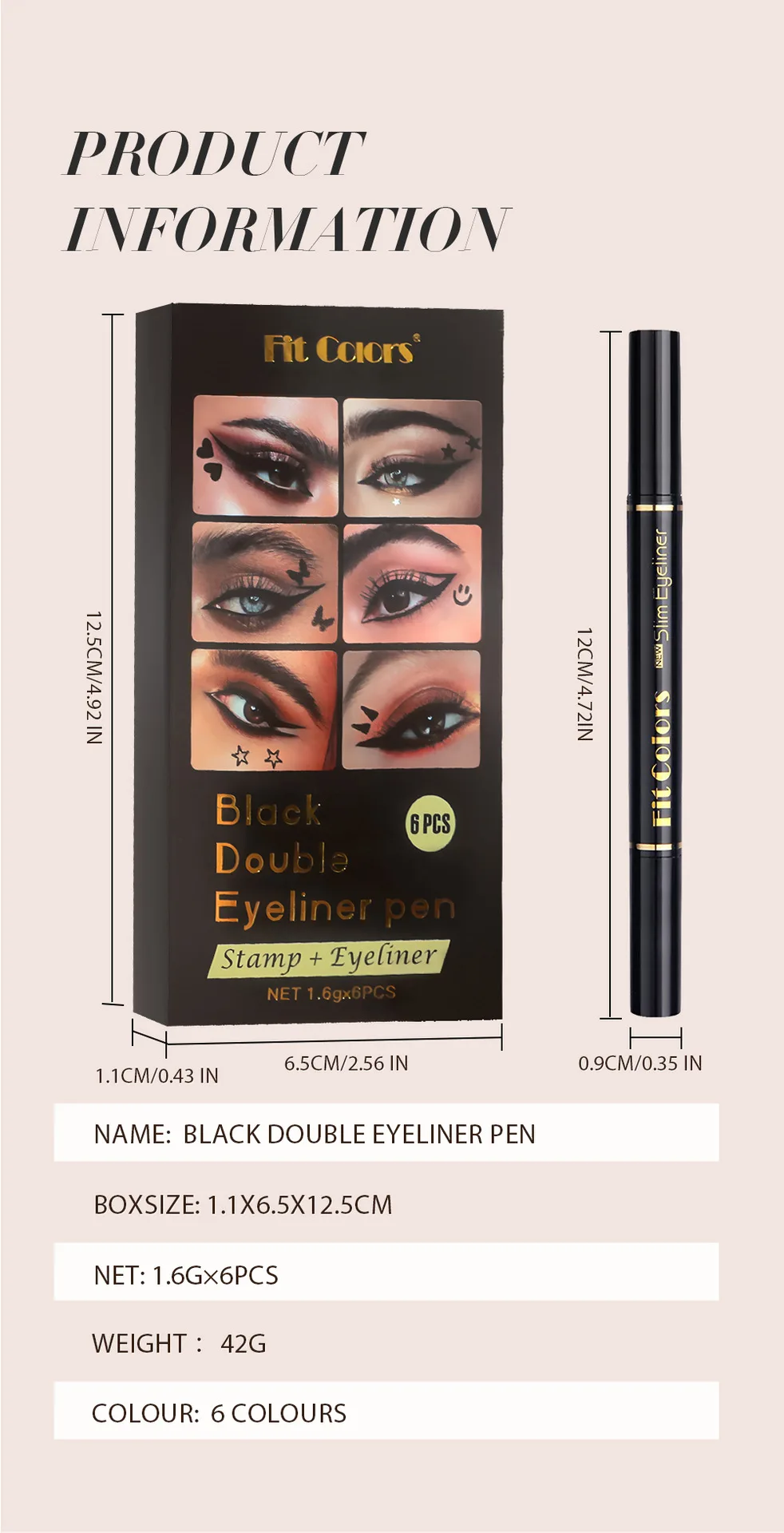 Waterproof Liquid Eyeliner Set Double Ended Stamp Makeup Kit_voghion.com