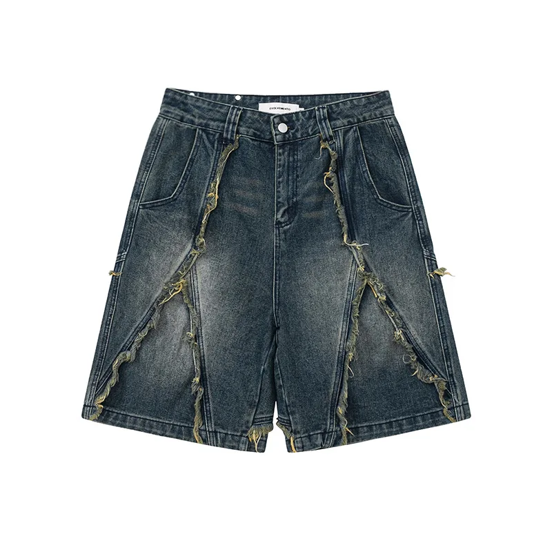 

Men's Fashion Vibe Style Hip Hop Short Jeans Loose Fit Washed Vintage Y2K Denim Shorts Baggy Retro Bottoms