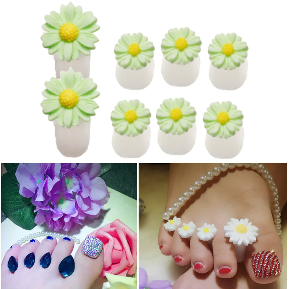 Silicone Toe Separators Foot Comfort Spacers Daisy Flower Design Nail Sandal Friendly Anti Smear Fresh Polish Soft Premium