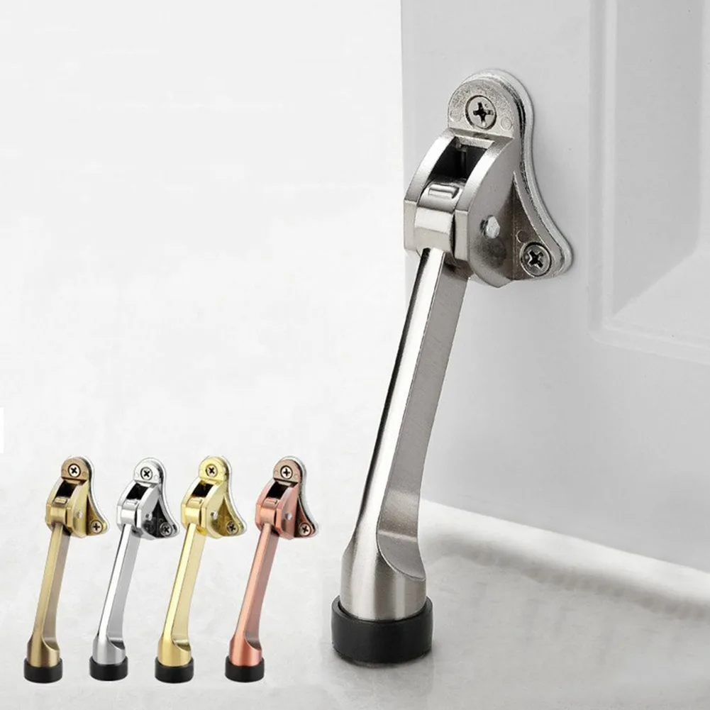 

1 Pc Door Stopper Kick Down Zinc Alloy Foot-Operated Lever Door Stop Non-Slip Rubber Hardware For Home Decoration Accessories